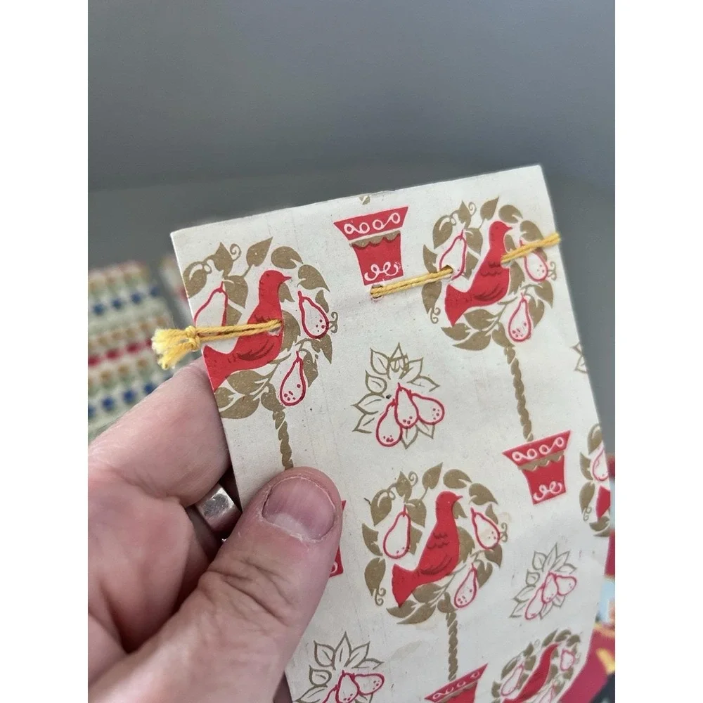 Vintage Christmas CHADWICK MILLER Small Drawstring Paper Gift Treat BAGS